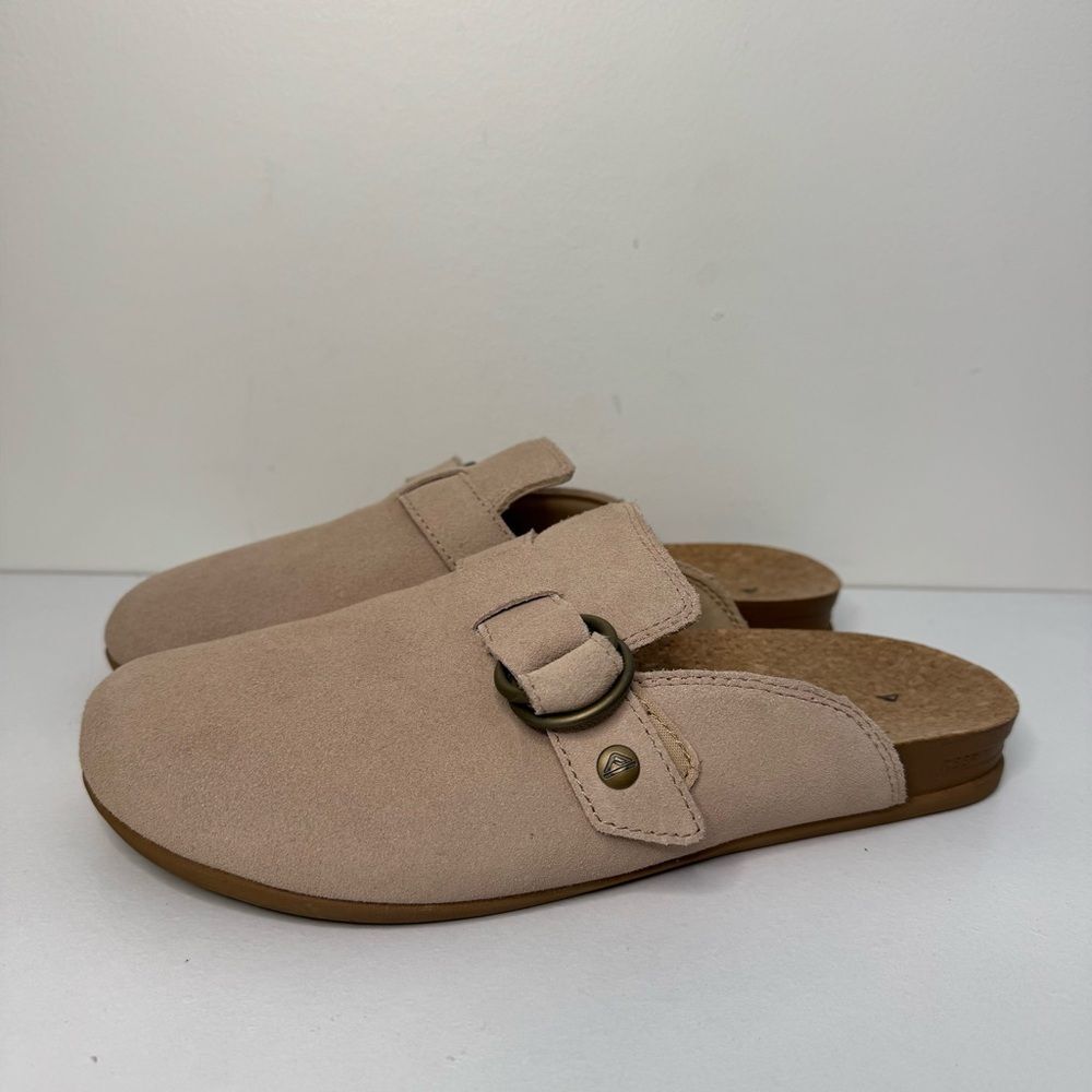 REEF Serenity Beige Suede Leather Slip-On Footbed Clogs | Size 9